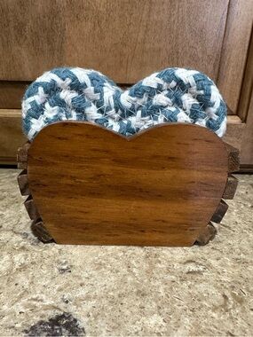 Vintage Heart Braided Coasters (set of 4) and Holder
